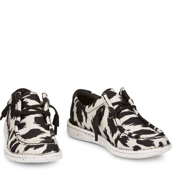 Justin Boots Shoes - JUSTIN HAZER BLACK & WHITE TEXTILE SHOES
